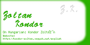 zoltan kondor business card